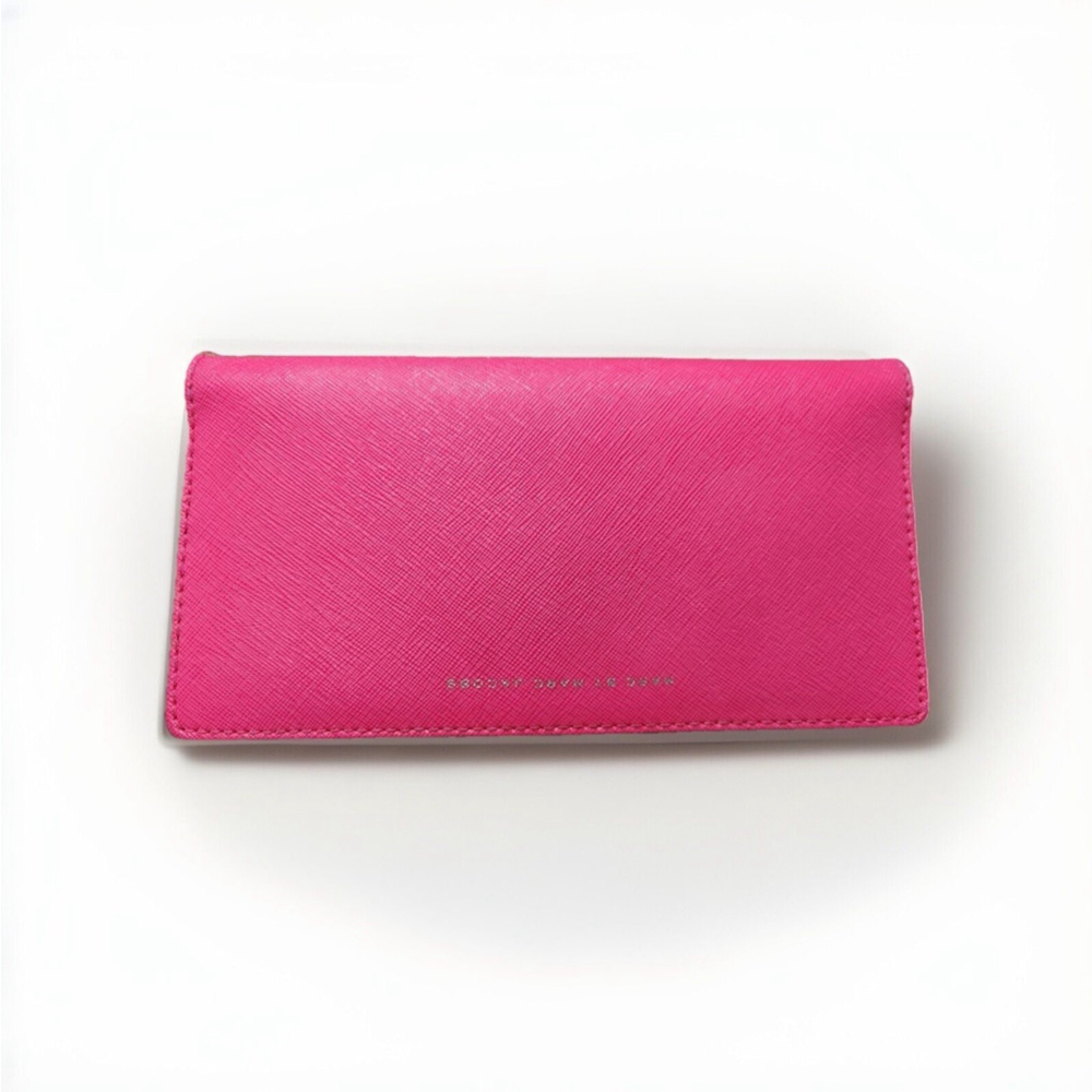 Marc‎ Jacobs Slim Saffiano Colorblocked Zip Around Knockout Pink long wallet